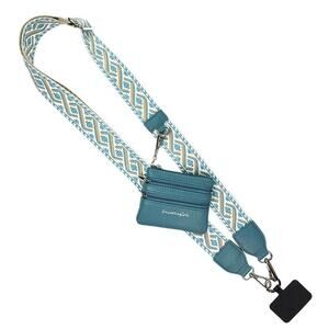 Clip & Go Phone Purse Crossbody Strap Zippered Pouch Peacock Blue XOXO